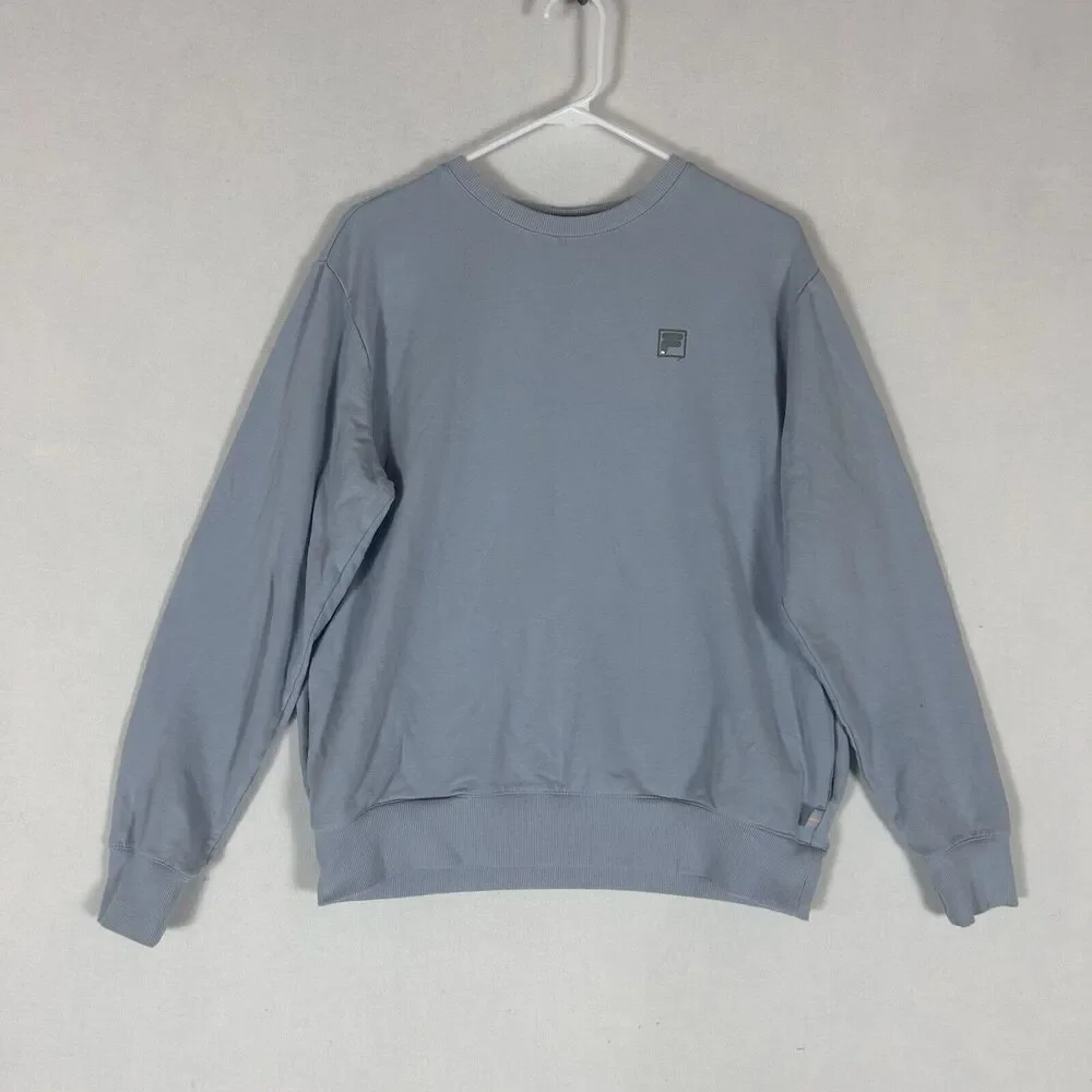 FILA Mens Classic Sweatshirt Size Large Blue Long Sleeve Pullover Pockets Casual